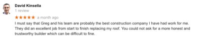 Review from Google about New Roof Plus