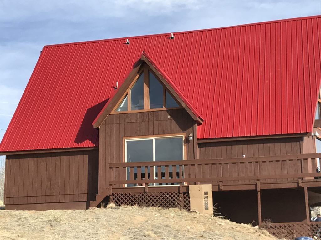 metal roof on mountain cabin