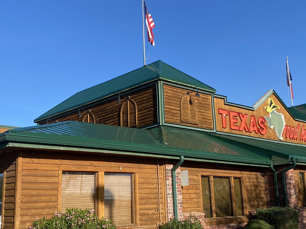 Commercial Metal Roof Installation at Texas Roadhouse restaurant by New Roof Plus